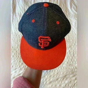 New Era 59fifty Giants denim and orange hat size 7.5